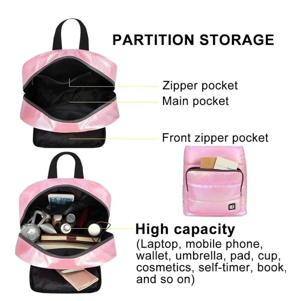 Backpack Women, Small Quilted Lightweight Water Resistant Puffy Casual Daypack